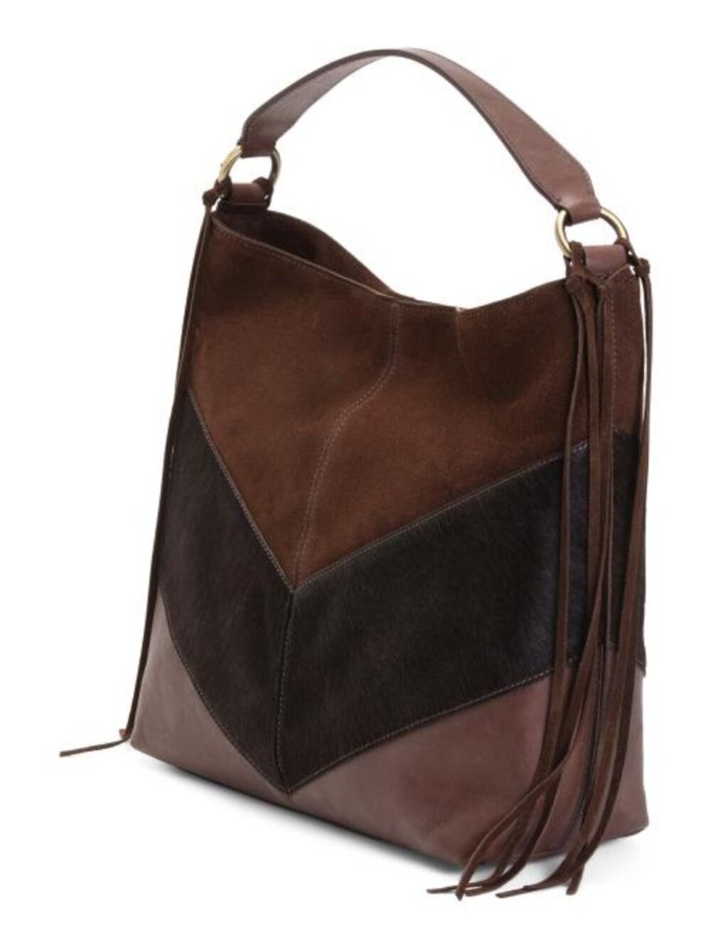 NWT 🤎 CAVALCANTI Italian Suede Leather (Brown) & Haircalf (Black) HOBO bag